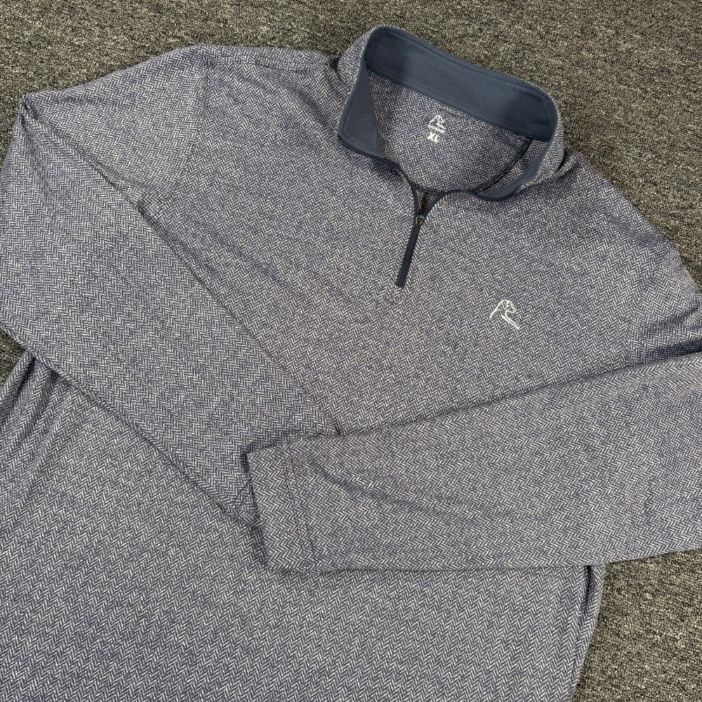 Rhoback Quarter Zip Pullover Mens XL Blue Herringbone Performance Golf Sweater